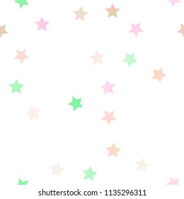 Light Multicolor, Rainbow vector seamless background with colored stars. Blurred decorative design in simple style with stars. The pattern can be used for wrapping gifts.