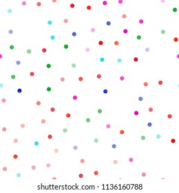 Light Multicolor, Rainbow vector seamless template with circles. Abstract illustration with colored bubbles in nature style. The pattern can be used for ads, leaflets of liquid.