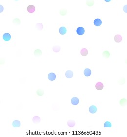 Light Multicolor, Rainbow vector seamless layout with circle shapes. Beautiful colored illustration with blurred circles in nature style. New design for ad, poster, banner of your website.