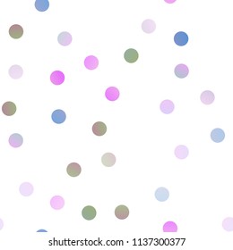 Light Multicolor, Rainbow vector seamless texture with disks. Glitter abstract illustration with blurred drops of rain. The pattern can be used for aqua ad, booklets.