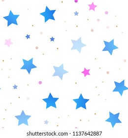 Light Multicolor, Rainbow vector seamless texture with beautiful stars. Shining colored illustration with stars. The pattern can be used for new year ad, booklets.
