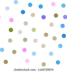 Light Multicolor, Rainbow vector seamless background with dots. Illustration with set of shining colorful abstract circles. The pattern can be used for aqua ad, booklets.