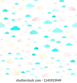 Light Multicolor, Rainbow vector seamless cover with clouds. Colorful illustration with abstract clouds. Pattern for design of window blinds, curtains.