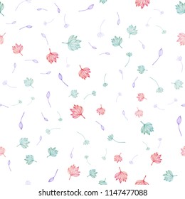 Light Multicolor, Rainbow vector seamless hand painted texture. An elegant bright illustration with leaves in Natural style. The textured pattern for website.