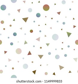 Light Multicolor, Rainbow vector seamless texture in triangular style with circles. Beautiful illustration with circles, triangles in nature style. Design for textile, fabric, wallpapers.