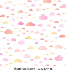 Light Multicolor, Rainbow vector seamless pattern with clouds. Modern illustration with colorful gradient clouds. Trendy design for wallpaper, fabric makers.
