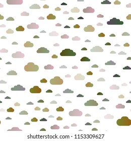 Light Multicolor, Rainbow vector seamless pattern with clouds. Colorful illustration with abstract clouds. Pattern for trendy fabric, wallpapers.