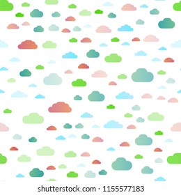 Light Multicolor, Rainbow vector seamless backdrop with cumulus. Beautiful illustration with colorful sky, clouds. Pattern for design of window blinds, curtains.