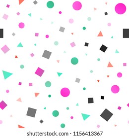 Light Multicolor, Rainbow vector seamless backdrop with lines, circles, rhombus. Circles, lines, rhombus with colorful gradient. Trendy design for wallpaper, fabric makers.
