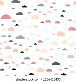 Light Multicolor, Rainbow vector seamless template with sky, clouds. Modern illustration with colorful gradient clouds. Pattern for design of window blinds, curtains.