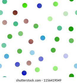 Light Multicolor, Rainbow vector seamless background with bubbles. Modern abstract illustration with colorful water drops. Pattern can be used as texture of water, rain drops.