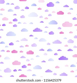Light Multicolor, Rainbow vector seamless pattern with clouds. Modern illustration with colorful gradient clouds. Pattern for design of fabric, wallpapers.