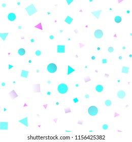 Light Multicolor, Rainbow vector seamless cover in polygonal style with circles. Decorative design in abstract style with lines, dots, cubes. Pattern for design of window blinds, curtains.