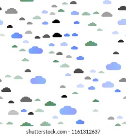 Light Multicolor, Rainbow vector seamless template with sky, clouds. Modern illustration with colorful gradient clouds. Trendy design for wallpaper, fabric makers.