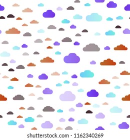 Light Multicolor, Rainbow vector seamless backdrop with cumulus. Beautiful illustration with colorful sky, clouds. Design for textile, fabric, wallpapers.