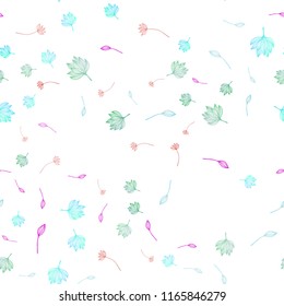 Light Multicolor, Rainbow vector seamless doodle layout. A vague abstract illustration with leaves in doodles style. The best blurred design for your business.