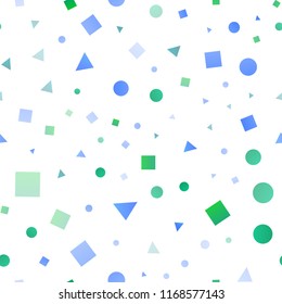 Light Multicolor, Rainbow vector seamless template with crystals, circles, squares. Glitter abstract illustration with spheres, squares, lines. Trendy design for wallpaper, fabric makers.