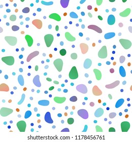 Light Multicolor, Rainbow vector seamless template with spots. Abstract illustration with colored bubbles in nature style. Pattern for trendy fabric, wallpapers.