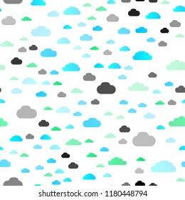 Light Multicolor, Rainbow vector seamless pattern with clouds. Illustration with abstract gradient clouds. Pattern for trendy fabric, wallpapers.
