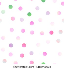 Light Multicolor, Rainbow vector seamless background with dots. Blurred decorative design in abstract style with bubbles. Pattern can be used as texture of water, rain drops.