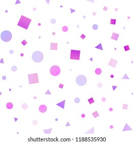 Light Multicolor, Rainbow vector seamless texture in poly style with circles, cubes. Illustration with set of colorful circles, triangles, squares. Pattern for design of window blinds, curtains.