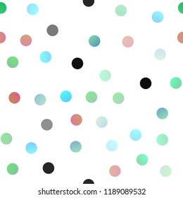 Light Multicolor, Rainbow vector seamless texture with disks. Glitter abstract illustration with blurred drops of rain. New design for ad, poster, banner of your website.