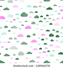 Light Multicolor, Rainbow vector seamless backdrop with cumulus. Modern illustration with colorful gradient clouds. Pattern for design of window blinds, curtains.
