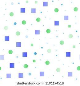 Light Multicolor, Rainbow vector seamless backdrop with dots, spots, cubes. Abstract illustration with colorful circles, rectangles. Pattern for design of window blinds, curtains.