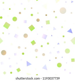 Light Multicolor, Rainbow vector seamless pattern in polygonal style with circles. Abstract illustration with colorful dots, lines, cubes. Pattern for design of fabric, wallpapers.
