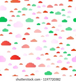 Light Multicolor, Rainbow vector seamless cover with clouds. Illustration with abstract gradient clouds. Pattern for design of window blinds, curtains.