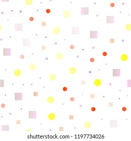 Light Multicolor, Rainbow vector seamless texture with disks, rectangles. Decorative design in abstract style with circles, rectangles. Trendy design for wallpaper, fabric makers.