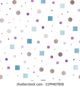 Light Multicolor, Rainbow vector seamless texture with disks, rectangles. Colorful illustration with circles, squares in nature style. Pattern for design of window blinds, curtains.