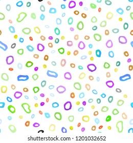 Light Multicolor, Rainbow vector seamless texture with disks. Illustration with set of shining colorful abstract circles. Pattern for design of fabric, wallpapers.