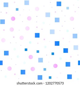 Light Multicolor, Rainbow vector seamless texture with disks, rectangles. Decorative design in abstract style with circles, rectangles. Pattern for design of fabric, wallpapers.