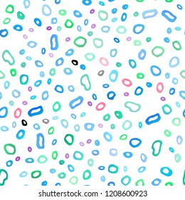 Light Multicolor, Rainbow vector seamless texture with disks. Glitter abstract illustration with blurred drops of rain. Trendy design for wallpaper, fabric makers.