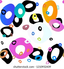 Light Multicolor, Rainbow vector seamless texture with disks. Blurred bubbles on abstract backdrop with colorful gradient. Pattern for design of fabric, wallpapers.
