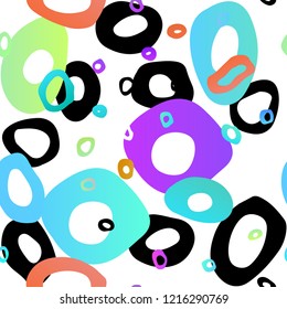 Light Multicolor, Rainbow vector seamless template with spots. Illustration with set of shining colorful abstract circles. Trendy design for wallpaper, fabric makers.