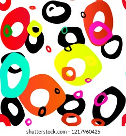 Light Multicolor, Rainbow vector seamless cover with circles. Glitter abstract illustration with blurred drops of rain. Trendy design for wallpaper, fabric makers.