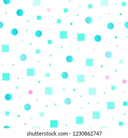 Light Multicolor, Rainbow vector seamless cover with circles, cubes. Colorful gradient with circles, rectangles on abstract backdrop. Pattern for design of fabric, wallpapers.