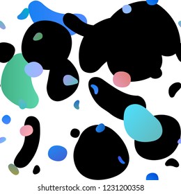 Light Multicolor, Rainbow vector seamless backdrop with dots, spots. Glitter abstract illustration with blurred drops of rain. Design for textile, fabric, wallpapers.