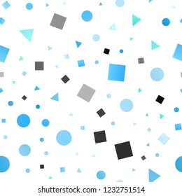 Light Multicolor, Rainbow vector seamless background with triangles, circles, cubes. Abstract illustration with colorful dots, lines, cubes. Pattern for trendy fabric, wallpapers.
