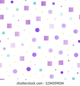 Light Multicolor, Rainbow vector seamless pattern with spheres, squares. Colorful illustration with circles, squares in nature style. Design for textile, fabric, wallpapers.