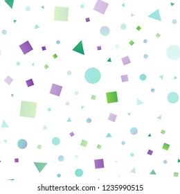 Light Multicolor, Rainbow vector seamless background with triangles, circles, cubes. Illustration with set of colorful circles, triangles, squares. Trendy design for wallpaper, fabric makers.