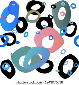 Light Multicolor, Rainbow vector seamless texture with disks. Abstract illustration with colored bubbles in nature style. Pattern for design of window blinds, curtains.