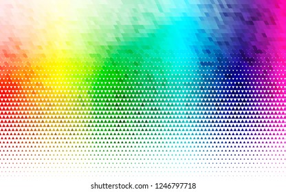 Light Multicolor, Rainbow vector seamless pattern in polygonal style. Glitter abstract illustration with triangular shapes. Pattern for design of window blinds, curtains.