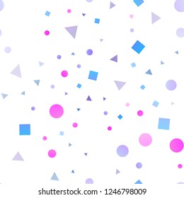 Light Multicolor, Rainbow vector seamless pattern in polygonal style with circles. Abstract gradient illustration with circles, triangles, cubes. Pattern for design of window blinds, curtains.