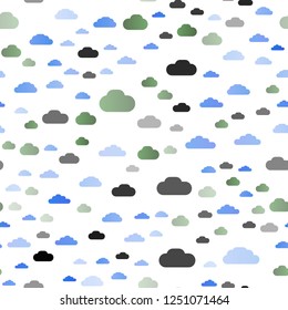 Light Multicolor, Rainbow vector seamless backdrop with cumulus. Modern illustration with colorful gradient clouds. Pattern for design of window blinds, curtains.