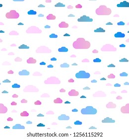 Light Multicolor, Rainbow vector seamless template with sky, clouds. Beautiful illustration with colorful sky, clouds. Pattern for trendy fabric, wallpapers.