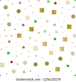 Light Multicolor, Rainbow vector seamless pattern with spheres, squares. Colorful illustration with circles, squares in nature style. Pattern for design of window blinds, curtains.