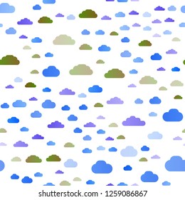 Light Multicolor, Rainbow vector seamless cover with clouds. Colorful illustration consisted of abstract clouds. Pattern for trendy fabric, wallpapers.